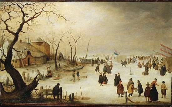 A Winter River Landscape with Figures on the Ice a Hendrik Avercamp