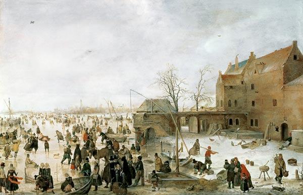 A Scene on the Ice near a Town a Hendrik Averkamp