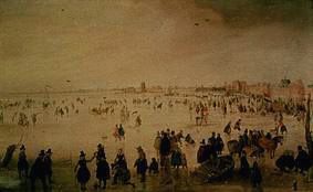 Lively hustle and bustle on a surface of the ice a Hendrik Averkamp