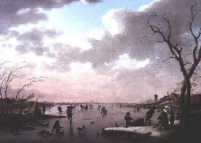 Winter Scene, Figures on the Ice