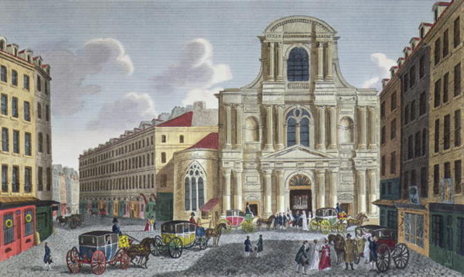 The Porch of Saint Gervais Church, c.1815-20 (colour engraving) a Henri Courvoisier-Voisin