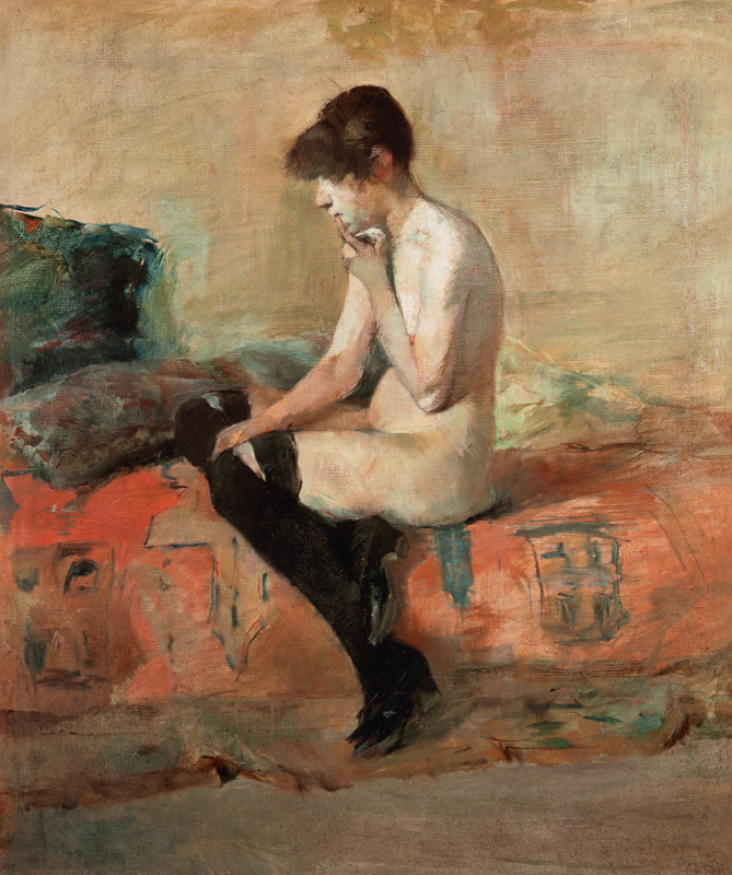 Act study woman on divan sitting a Henri de Toulouse-Lautrec