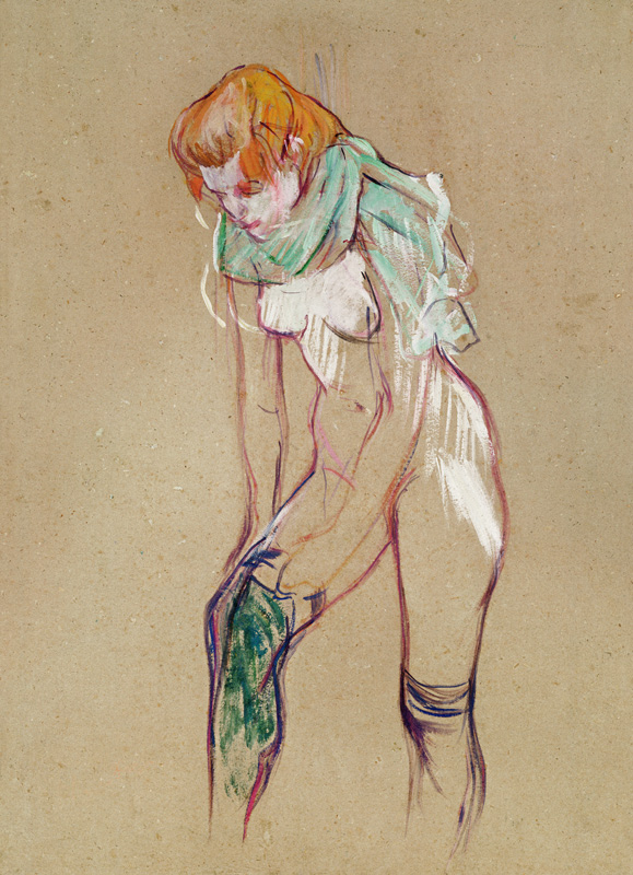 Donna che tira le calze a Henri de Toulouse-Lautrec