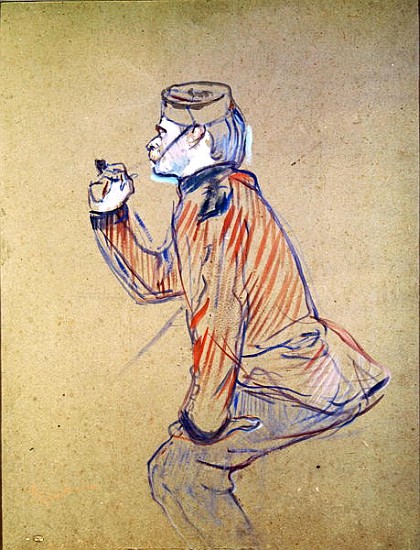English Soldier Smoking a Pipe, 1898 (oil card) a Henri de Toulouse-Lautrec