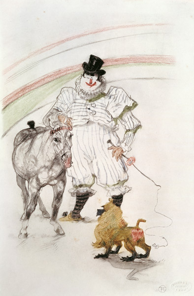 At the Circus: performing horse and monkey, 1899 (chalk, crayons and a Henri de Toulouse-Lautrec