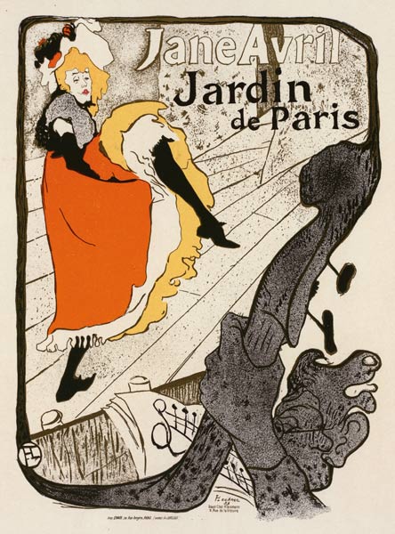 Jane Avril at the Jardin de Paris (Poster) a Henri de Toulouse-Lautrec