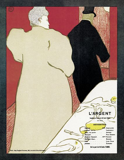 Poster advertising the play 'L'Argent' a Henri de Toulouse-Lautrec
