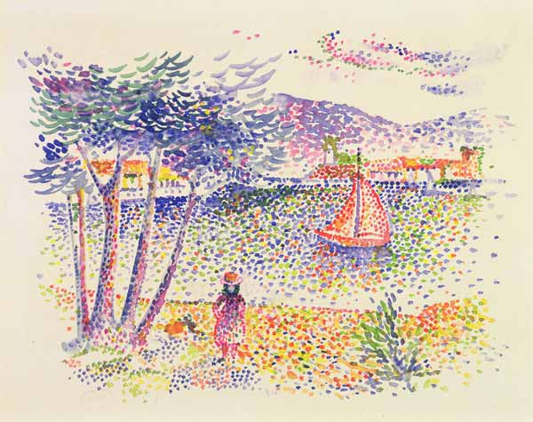 Sailing Boats at the Seaside a Henri-Edmond Cross