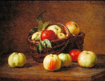 Apples in a Basket and on a Table a Henri Fantin-Latour