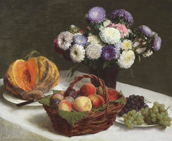 Stillleben mit Blumen und Früchten a Henri Fantin-Latour