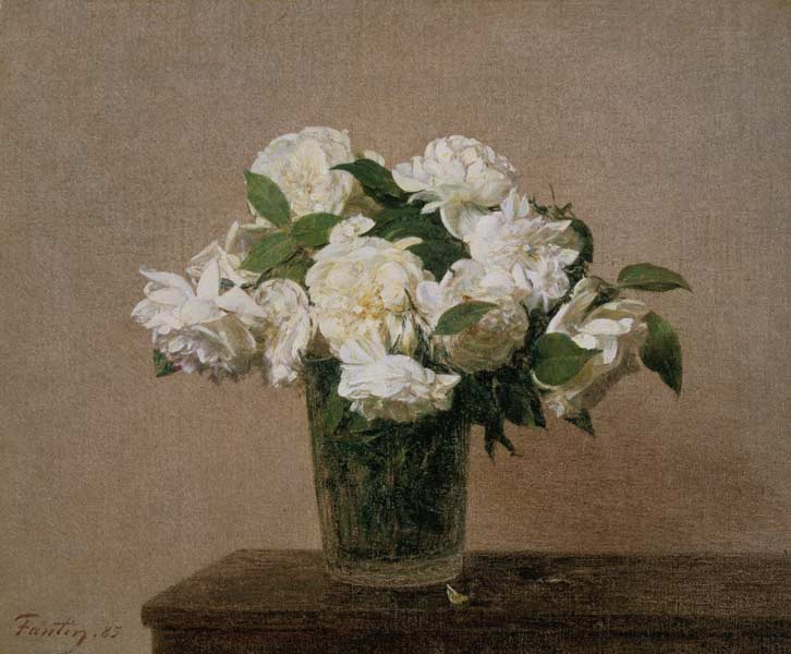 Vase with white roses a Henri Fantin-Latour