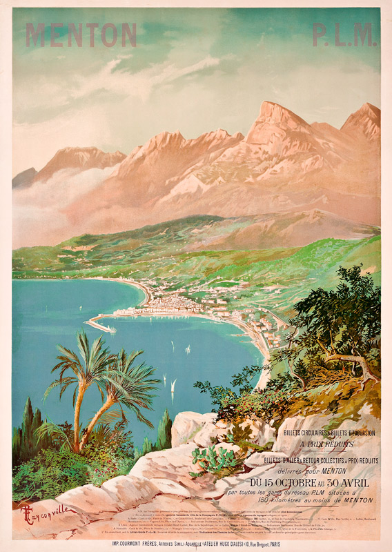 Poster advertising Menton, France a Henri-Ganier Tanconville
