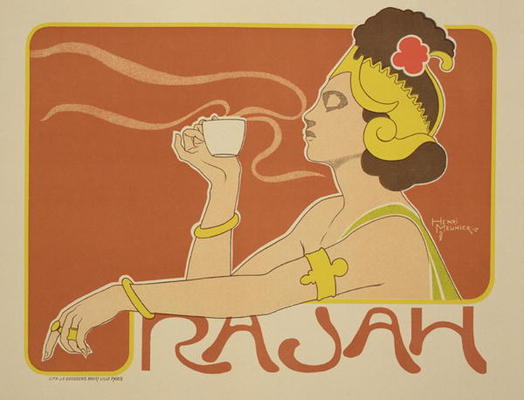 Reproduction of a poster advertising the 'Cafe Rajah', 1897 (colour litho) a Henri Georges Jean Isidore Meunier