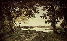Tree and riverside. a Henri Harpignies