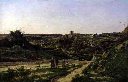 The Castle and Village of Herisson a Henri Harpignies
