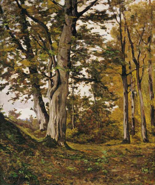 Forest at Fontainebleau a Henri Harpignies