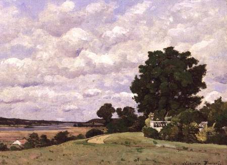 Landscape with River from the Garden at Chateau de Beauvoir a Henri Harpignies