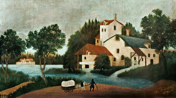Landscape with water-mill and cars a Henri Julien-Félix Rousseau