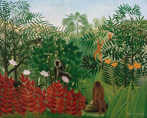 H.Rousseau / Tropical Forest with monkey a Henri Julien-Félix Rousseau