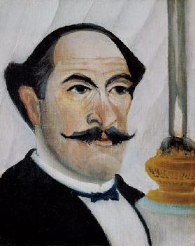 Self-portrait with lamp