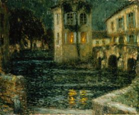 (evening at the old water lock L ' abreuvoir) a Henri Le Sidaner