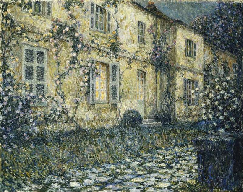 Evening country house with rose tendrils a Henri Le Sidaner