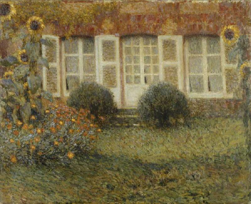 Summer house and sunflowers a Henri Le Sidaner