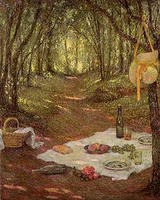 For the picnic covered (in the woods of Gerberoy) a Henri Le Sidaner