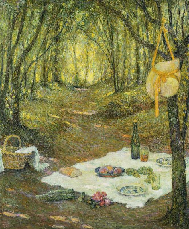 Picknick im Wald (Le Gouter sous Bois, Gerberoy) a Henri Le Sidaner