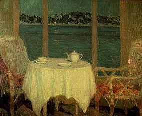 Terrace by the sea at St. Tropez. a Henri Le Sidaner