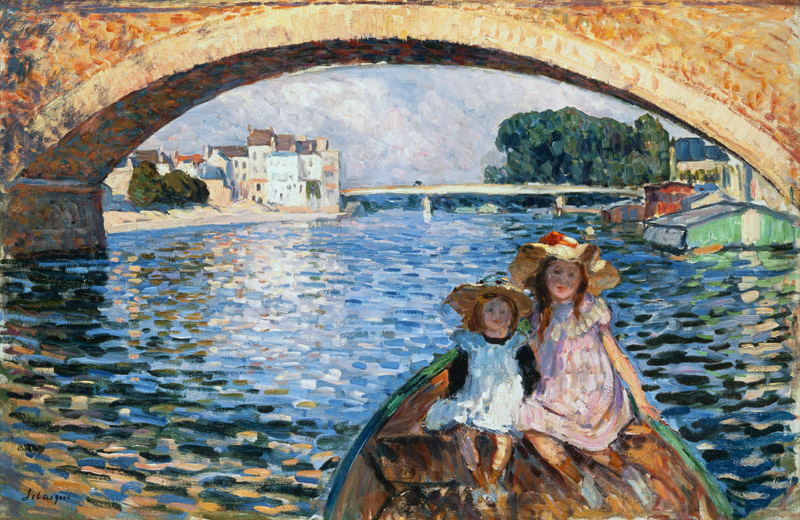 Two children in a rowing boat. a Henri Lebasque