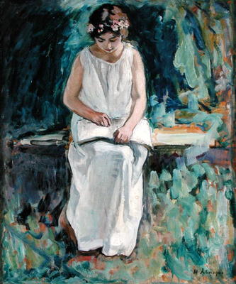 Girl Reading (oil on canvas) a Henri Lebasque