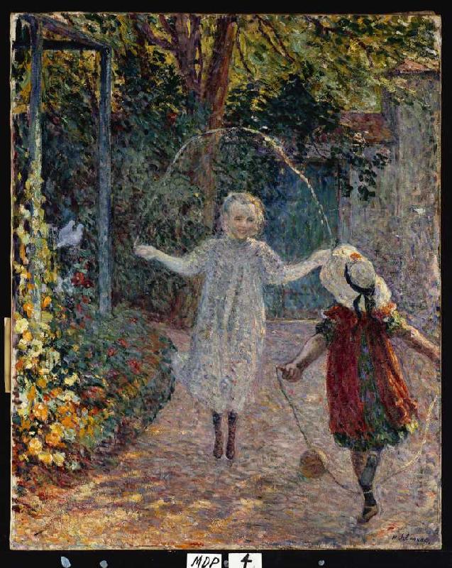 Children when skipping in the garden a Henri Lebasque