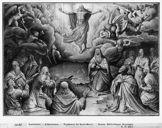 Life of Christ, Ascension, preparatory study of tapestry cartoon for the Church Saint-Merri in Paris a Henri Lerambert