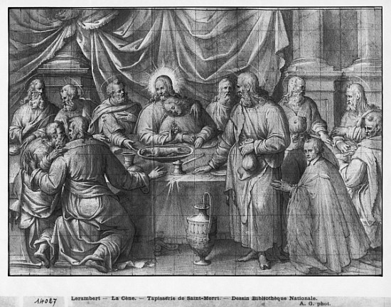 Life of Christ, the Last Supper, preparatory study of tapestry cartoon for the Church Saint-Merri in a Henri Lerambert
