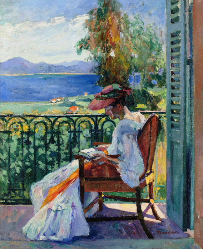 Jeanne sur le balcon de la Villa Demière a Henri Manguin
