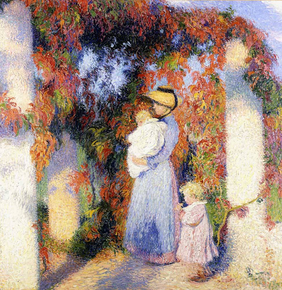 Woman with Two Children under the Main Pergola in Marquayrol, c.1900 a Henri Manguin