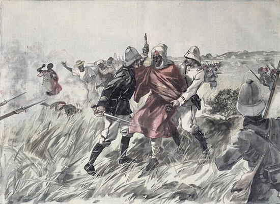 The capture of Toure Samory (c.1835-1900) by Lieutenant Jacquin near Guelemou in 1898, from 'Le Peti a Henri Meyer