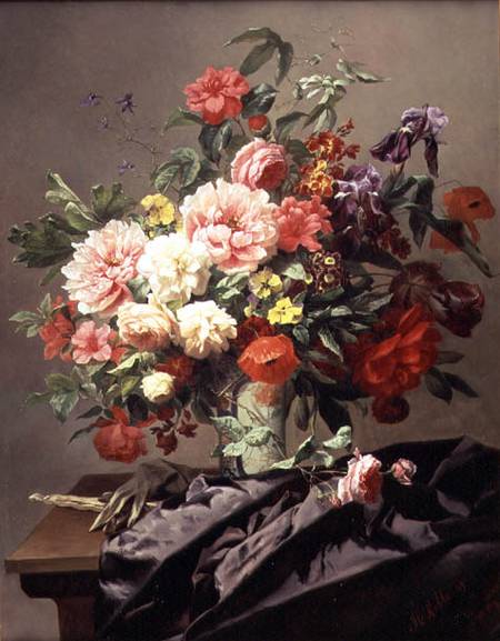 Peonies, Poppies and Roses a Henri Robbe