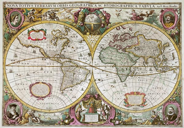 A New Land and Water Map of the Entire Earth a Henricus Hondius