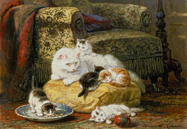 Cat mother with boys a Henrietta Ronner-Knip