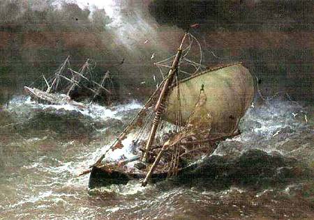 Storm in the North Sea, with Smack & Barque a Henry Andrews