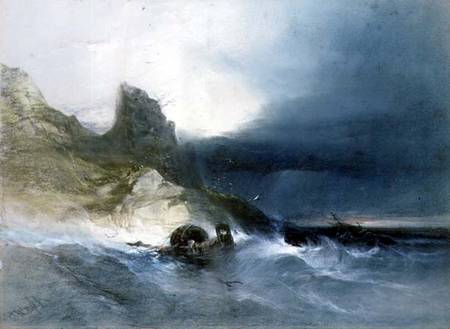 Rocky Coast with Wrecks (chalk on paper) a Henry Bright