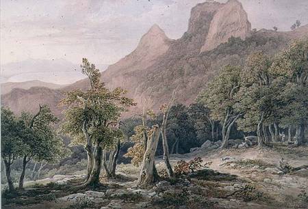 Rocky Landscape with figures and a lake in the background a Henry Curzon Allport