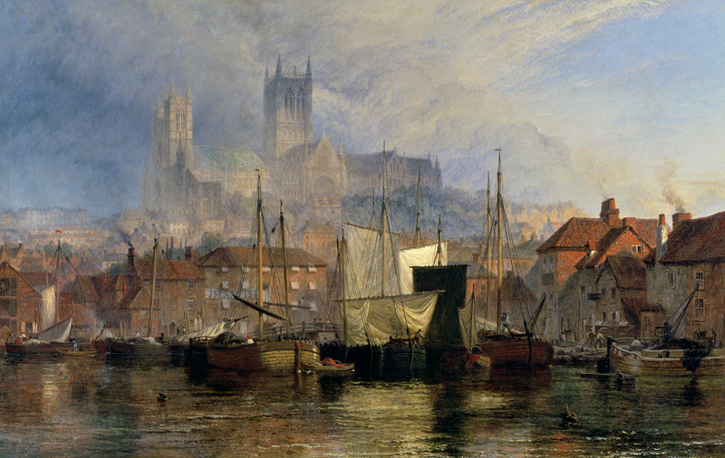 Lincoln Cathedral from the Brayford Pool a Henry Dawson