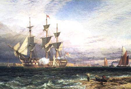 Sheerness, Island of Sheppey, Guardship Saluting a Henry Dawson