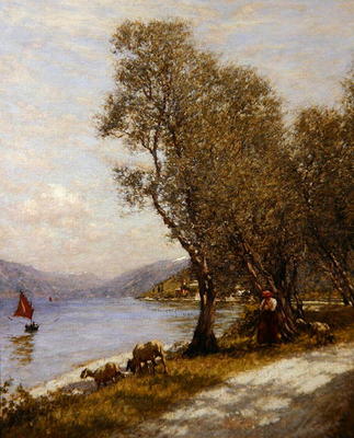 A Veronese Shepherdess, Lake Garda (oil on canvas) a Henry Herbert La Thangue