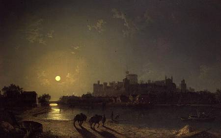 Moonlight View of Windsor Castle from the Thames a Henry Pether