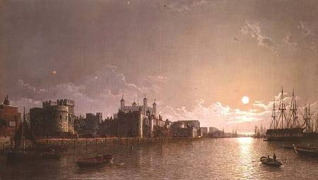 The Thames by Moonlight with Traitors' Gate and the Tower of London a Henry Pether