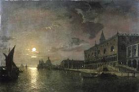 Moonlit View Of The Bacino Di San Marco, Venice, With The Doge's Palace